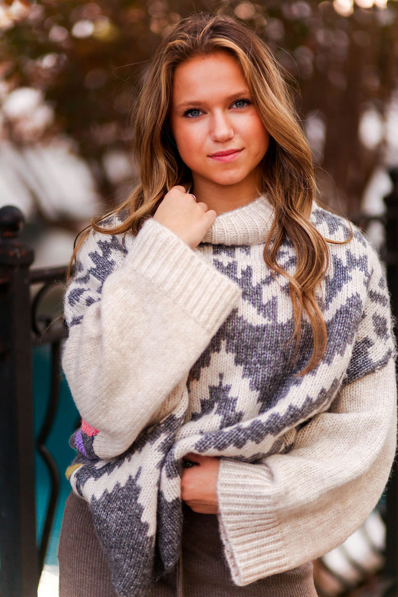 Mixed Print Colorful Sweater - Shop Kendry Collection Boutique