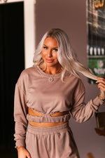 Mocha Cropped Cropped Cutout Pullover - Shop Kendry Collection Online Boutique