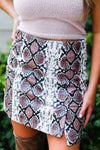 Mocha Faux Leather Snake Skin Mini Skirt
