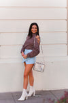 Mocha Lace Up Shoulder Knit Sweater - Kendry Collection Boutique