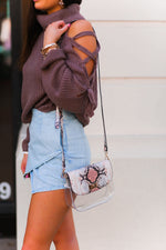 Mocha Lace Up Shoulder Knit Sweater - Kendry Collection Boutique