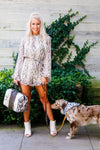 Mocha Snake Skin Long Sleeve Romper- Kendry Collection Boutique