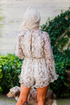 Mocha Snake Skin Long Sleeve Romper- Kendry Collection BoutiqueMocha Snake Skin Long Sleeve Romper- Kendry Collection Boutique