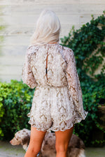 Mocha Snake Skin Long Sleeve Romper- Kendry Collection BoutiqueMocha Snake Skin Long Sleeve Romper- Kendry Collection Boutique