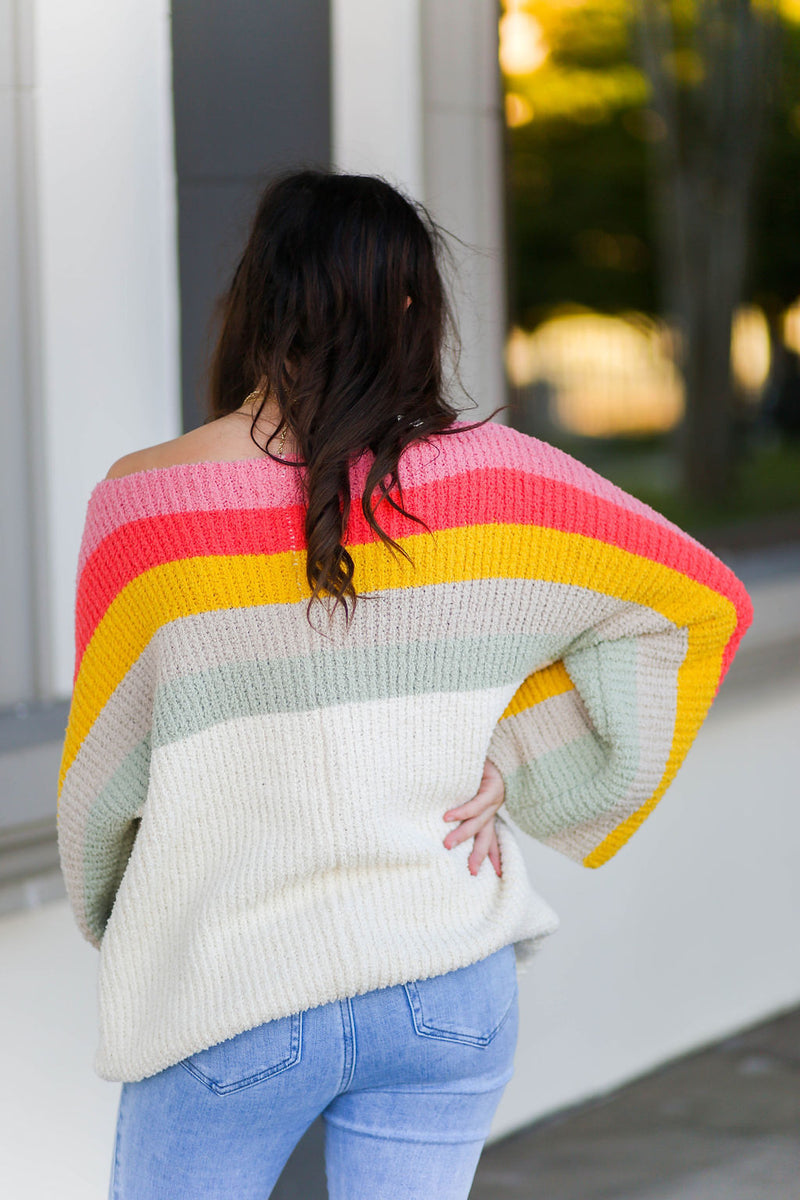 Multi Color Stripe Boatneck Sweater - Shop Kendry Collection Boutique