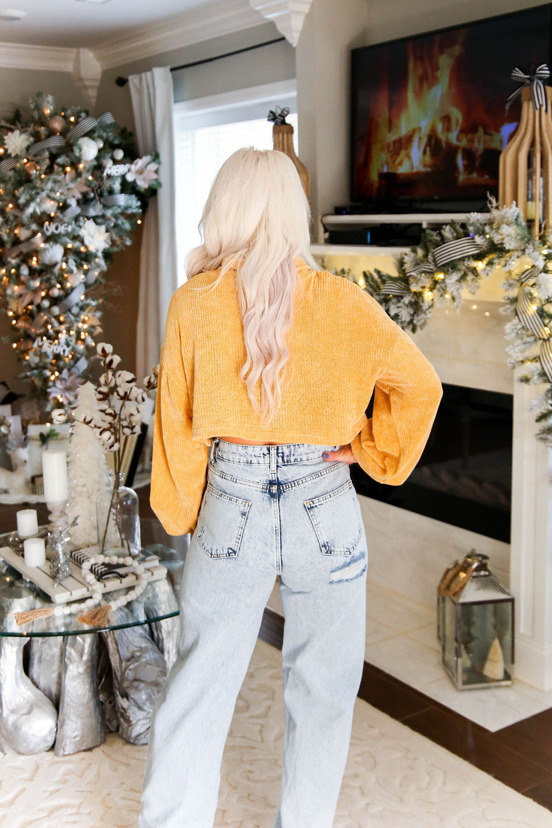 Mustard Yellow Chenille Turtle Neck Sweater