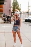 Navy Blue V Cut Ribbed Knit Tank Top - Shop Kendry Collection Boutique