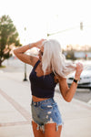 Navy Blue V Cut Ribbed Knit Tank Top - Shop Kendry Collection Boutique