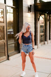 Navy Blue V Cut Ribbed Knit Tank Top - Shop Kendry Collection Boutique