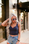 Navy Blue V Cut Ribbed Knit Tank Top - Shop Kendry Collection Boutique