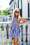 Navy Blue and White Striped One Shoulder Mini Dress - Shop Kendry Collection Boutique