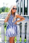 Navy Blue and White Striped One Shoulder Mini Dress - Shop Kendry Collection Boutique