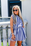 Navy Blue and White Striped One Shoulder Mini Dress - Shop Kendry Collection Boutique