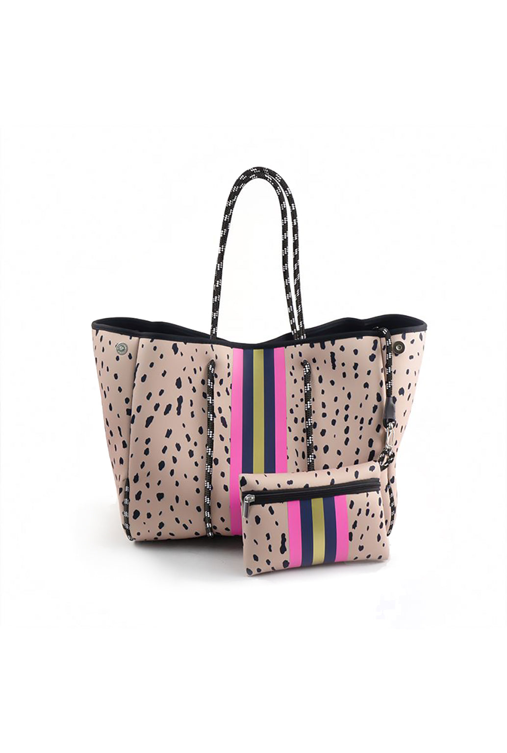 Leopard And Pink Stripe Neoprene Tote Bag - Shop Kendry Collection Boutique