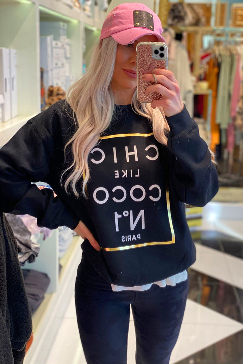 No. 1 Like Coco Black Sweatshirt - Kendry Collection Boutique