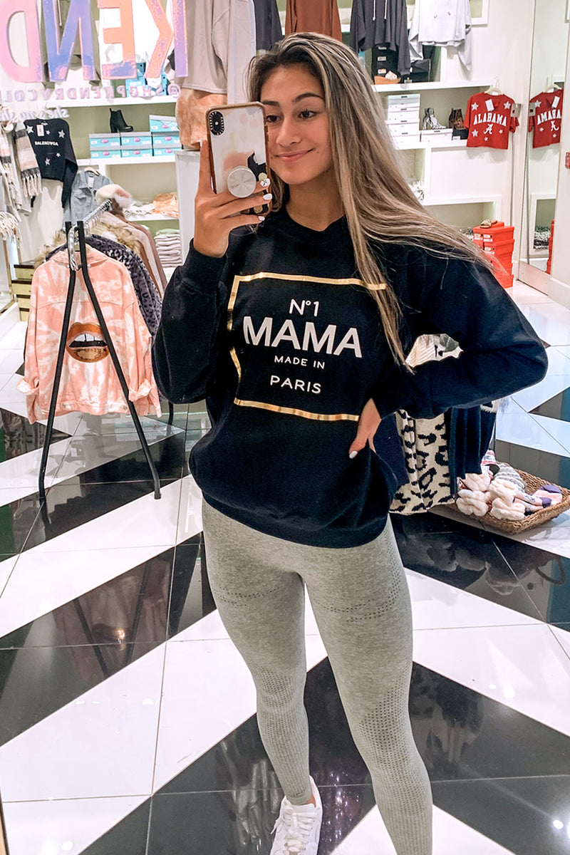 Black # 1 Mama Gold Foil Sweatshirt - Shop Kendry Collection Boutique