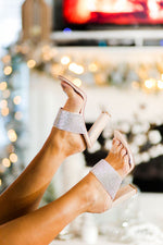 Nude Rhinestone Clear Block Heels - Shop Cute Shoes Now At Kendry Collection Boutique