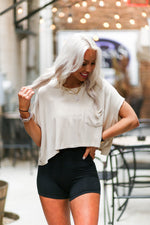 Oatmeal Boxy Style Basic Cropped Tee - Kendry Collection Boutique