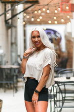 Oatmeal Boxy Style Basic Cropped Tee - Kendry Collection Boutique