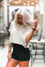 Oatmeal Boxy Style Basic Cropped Tee - Kendry Collection Boutique