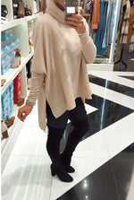Oatmeal Brushed Knit Cowl Neck Pullover- Kendry Collection Boutique