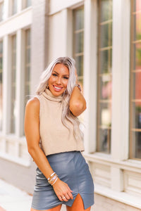 Oatmeal Mock Neck Sleeveless Sweater - Shop Kendry Collection Boutique