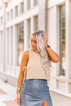 Oatmeal Mock Neck Sleeveless Sweater - Shop Kendry Collection Boutique