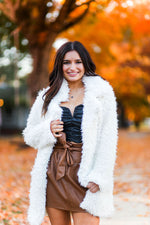 Off White Faux Fur Pea Coat - Kendry Collection Boutique
