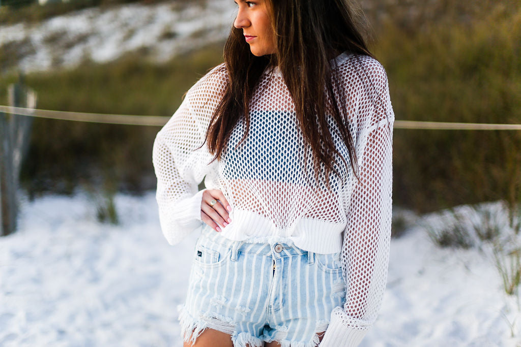 Off White Open Knit Sweater - Shop Kendry Collection Boutique