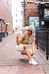Off White Velvet Leopard Biker Shorts- Shop Kendry Collection Boutique