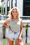 Olive Green Acid Wash Ribbed Cropped Tank - Kendry Collection Boutique