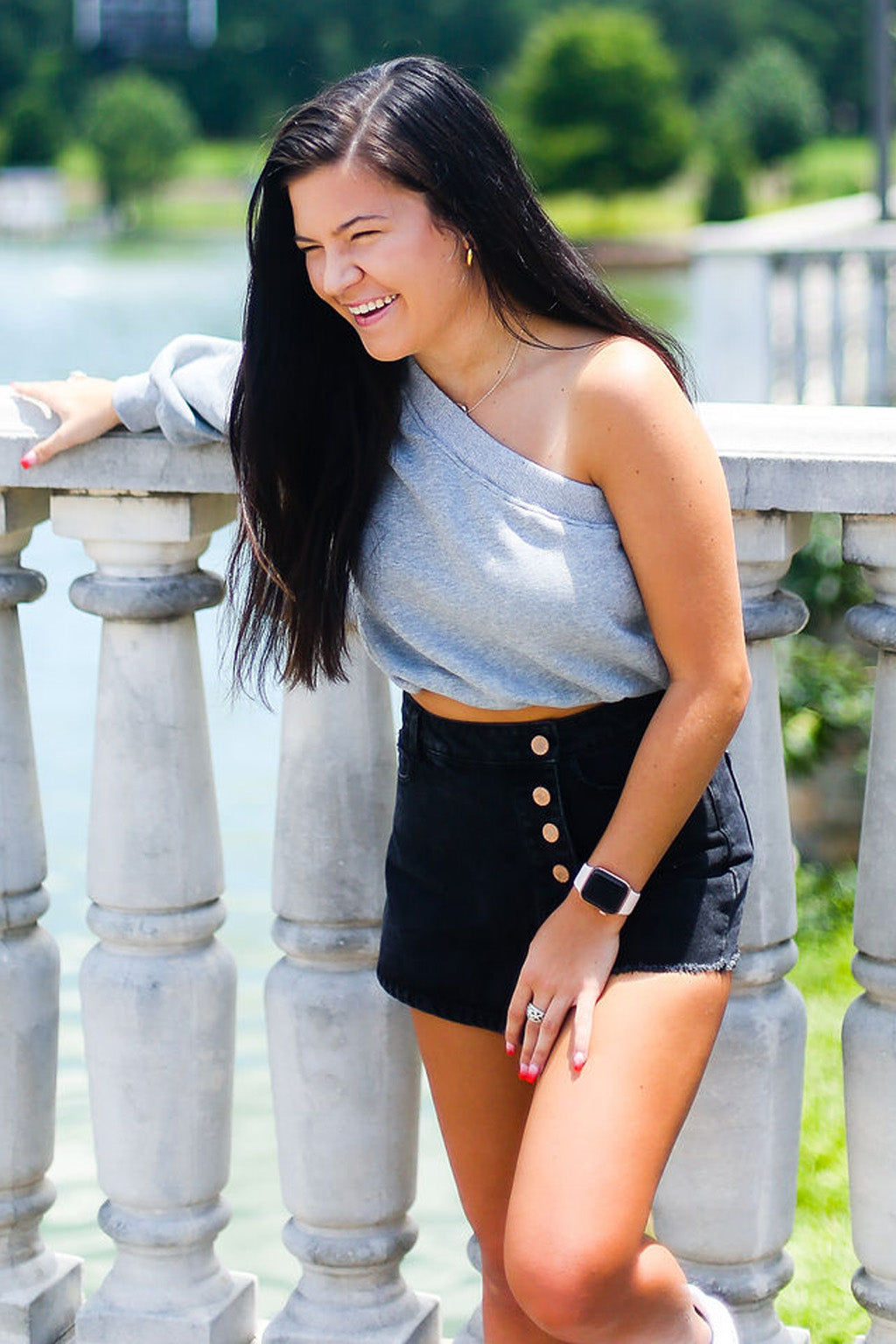 Heather Grey One Shoulder Sweatshirt