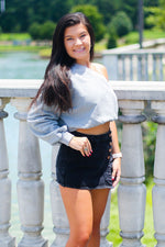 One Shoulder Sweatshirt Grey - Kendry Collection Online Boutique