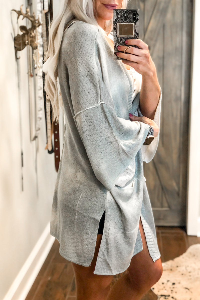 Open Back Grey Knit Cardigan - Shop Kendry Collection Boutique