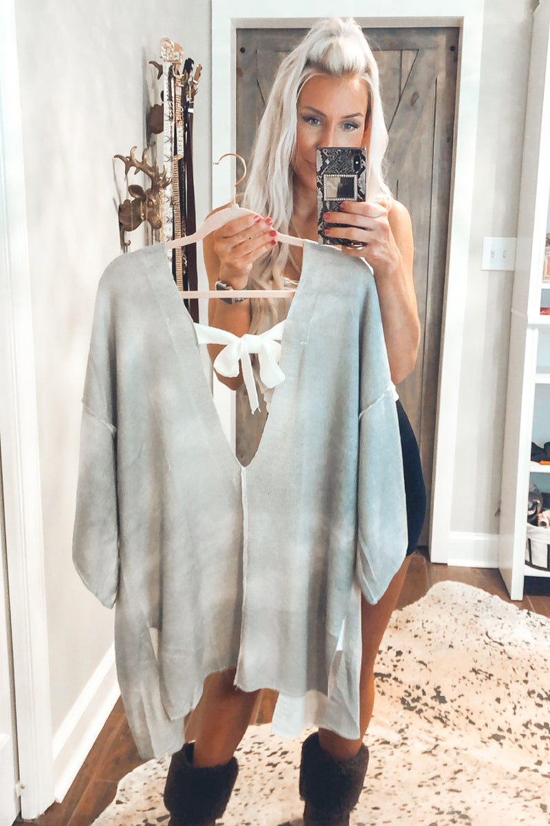 Open Back Grey Knit Cardigan - Kendry Collection Boutique