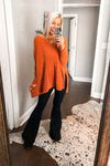 Orange Fuzzy Eyelash Knit Sweater