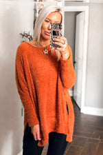Orange Fuzzy Eyelash Knit Sweater