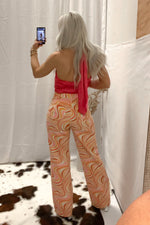 Orange Multicolor Straight Leg Jeans