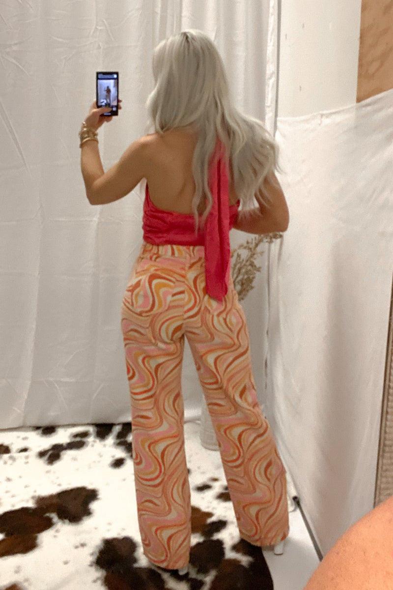 Orange Multicolor Straight Leg Jeans