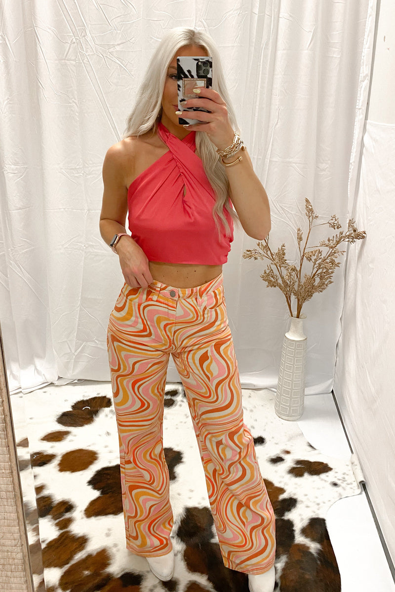 Orange Multicolor Straight Leg Jeans