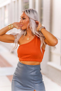 Orange One Shoulder Cropped Tank - Shop Kendry Collection Boutique