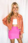 Orange Rhinestone Fringe Denim Jacket