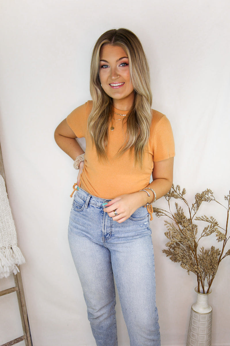 Orange Ruched Cutout Top - Shop Kendry Collection Boutique