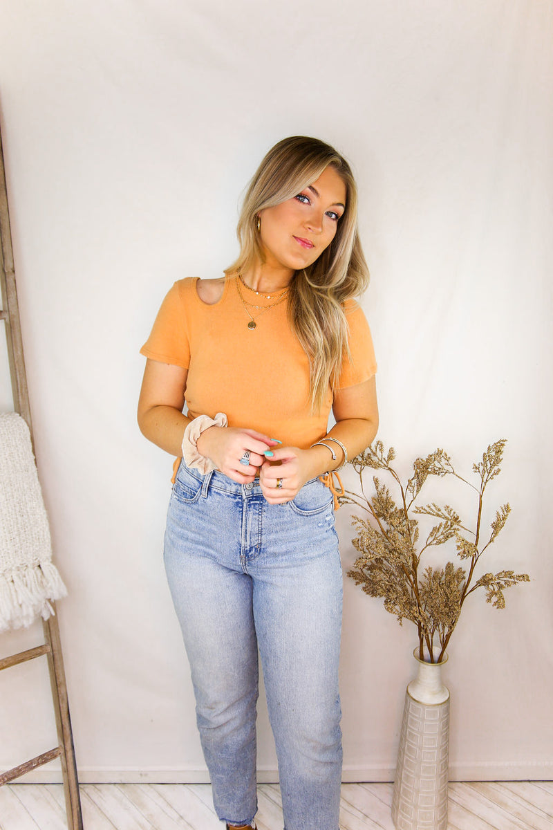 Orange Ruched Cutout Top - Shop Kendry Collection Boutique