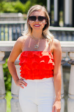 Orange Ruffle Tube Top