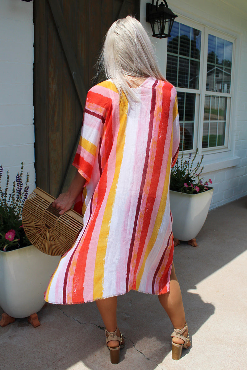 Pocket Full Of Sunshine Orange Multi Striped Duster