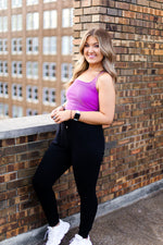 Orchid Pink Square Neck Ribbed Tank Top
