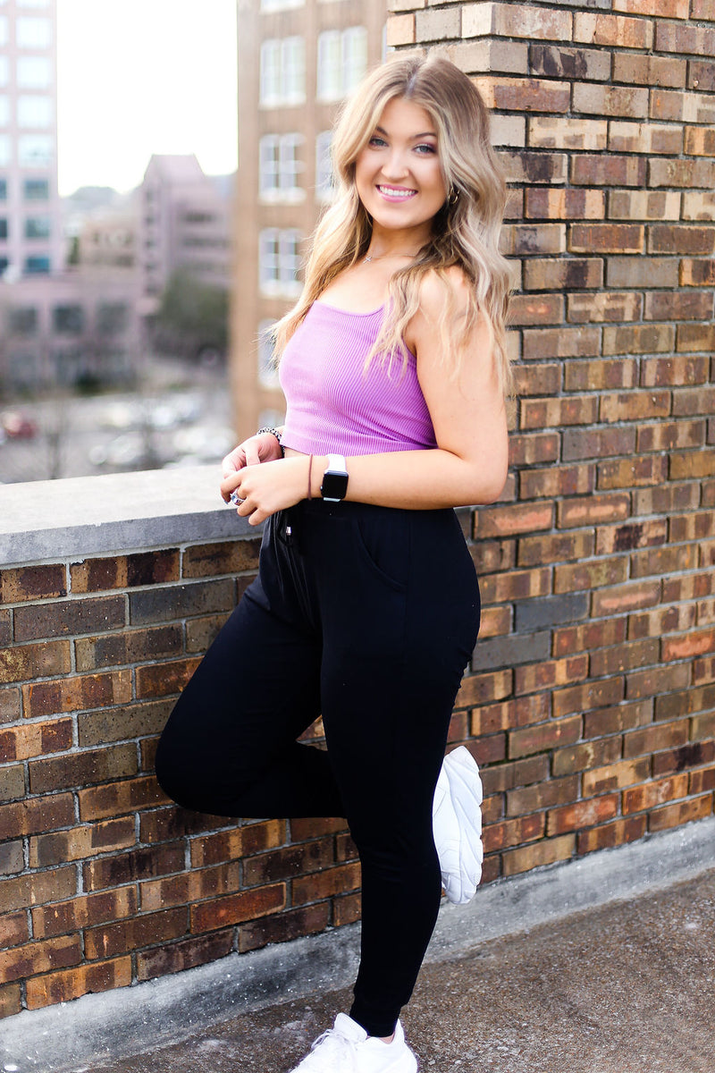 Orchid Pink Square Neck Ribbed Tank Top - Shop Kendry Collection Boutique Online
