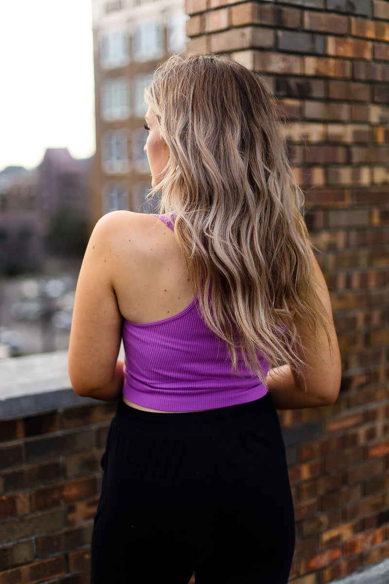 Orchid Pink Square Neck Ribbed Tank Top - Shop Kendry Collection Boutique Online