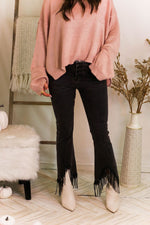 Palmer Black Rhinestone Fringe Flare Jeans - Kendry Collection Boutique